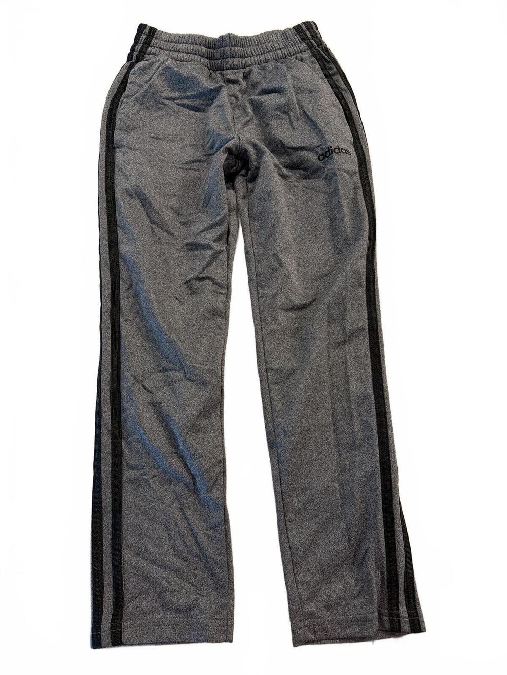 Adidas Boys Small Gray Track Pants with Black Stripes